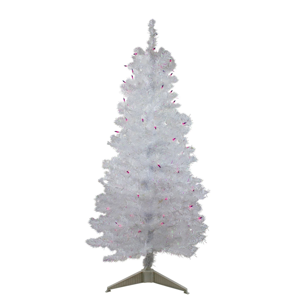 4' Pre-lit White Iridescent Pine Artificial Christmas Tree - Purple Lights 4 4' Pre-lit White Iridescent Pine Artificial Christmas Tree - Purple Lights - Image 2