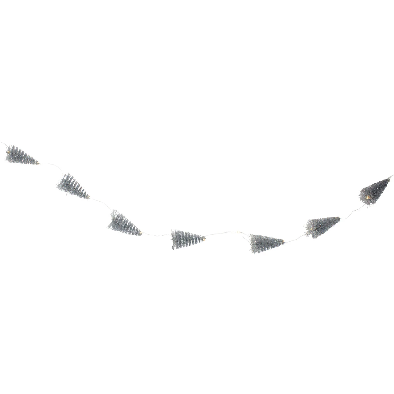 6.75' LED Lighted B/O Silver Mini Sisal Tree Christmas Garland - Warm White Lights 5 6.75' LED Lighted B/O Silver Mini Sisal Tree Christmas Garland - Warm White Lights - Image 3