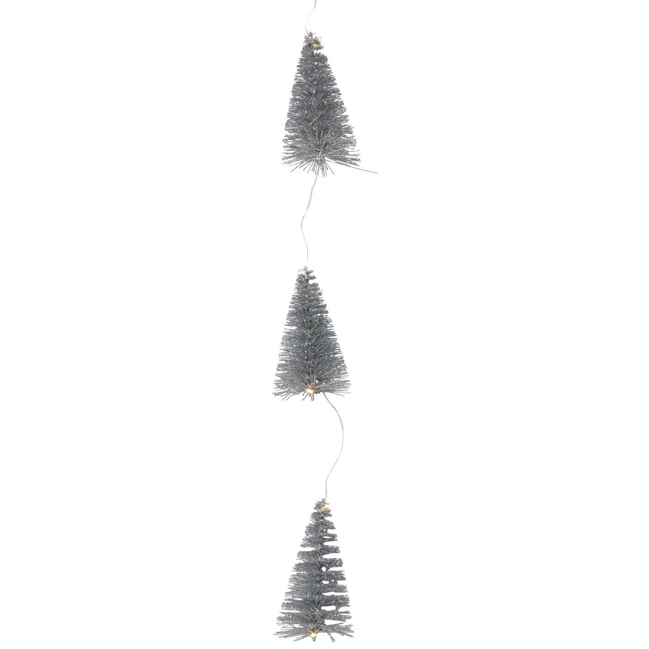 6.75' LED Lighted B/O Silver Mini Sisal Tree Christmas Garland - Warm White Lights 3 6.75' LED Lighted B/O Silver Mini Sisal Tree Christmas Garland - Warm White Lights