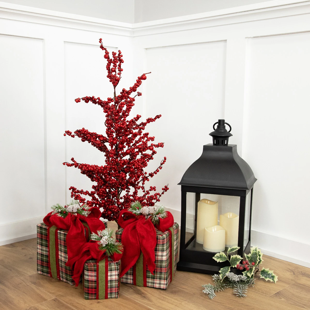 30" Red Berries Artificial Christmas Twig Tree, Unlit 5 30" Red Berries Artificial Christmas Twig Tree, Unlit - Image 3