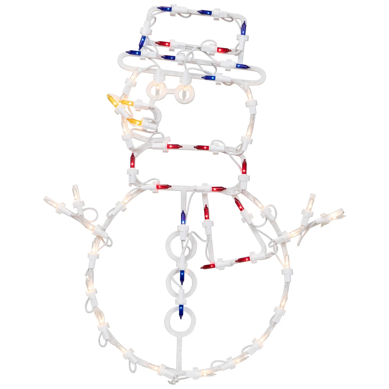 18" Red And Blue Lighted Snowman Christmas Window Silhouette Decoration 4 18" Red And Blue Lighted Snowman Christmas Window Silhouette Decoration - Image 2