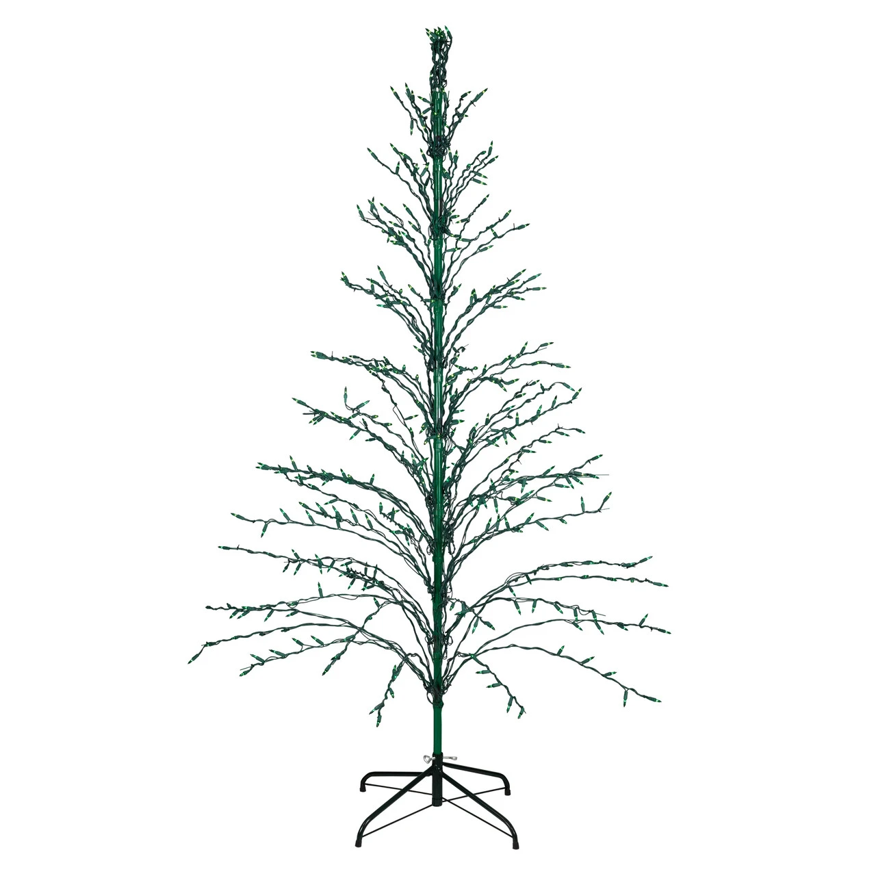 6' Pre-Lit Green Cascade Twig Tree Christmas Outdoor Decor - Green Lights 3 6' Pre-Lit Green Cascade Twig Tree Christmas Outdoor Decor - Green Lights