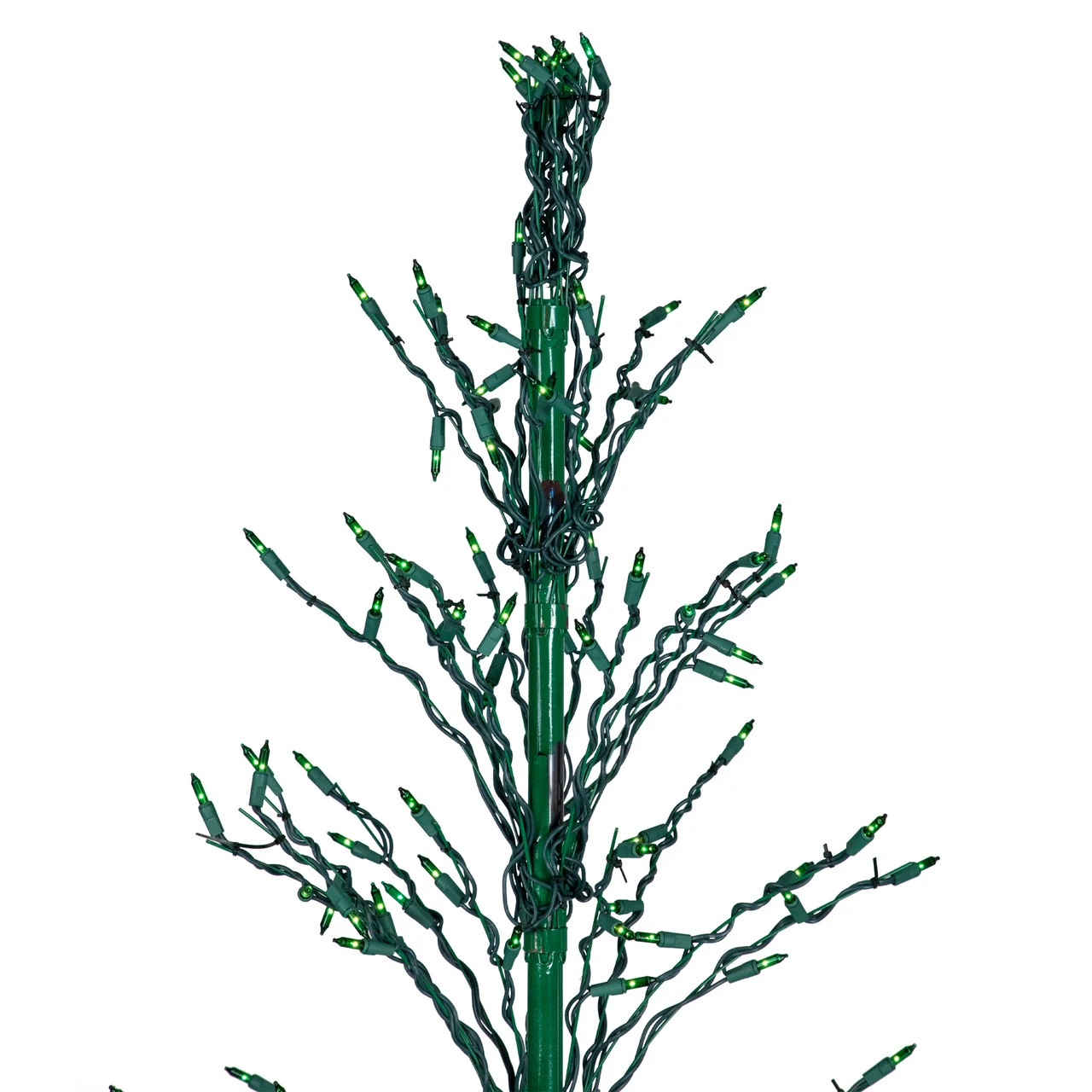 6' Pre-Lit Green Cascade Twig Tree Christmas Outdoor Decor - Green Lights 5 6' Pre-Lit Green Cascade Twig Tree Christmas Outdoor Decor - Green Lights - Image 3