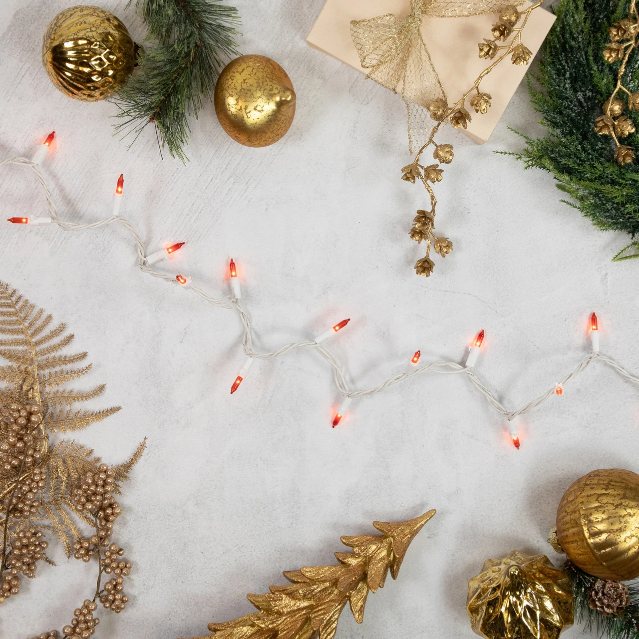 100-Count Orange Mini Christmas Lights Set, 20.25ft White Wire 3 100-Count Orange Mini Christmas Lights Set, 20.25ft White Wire