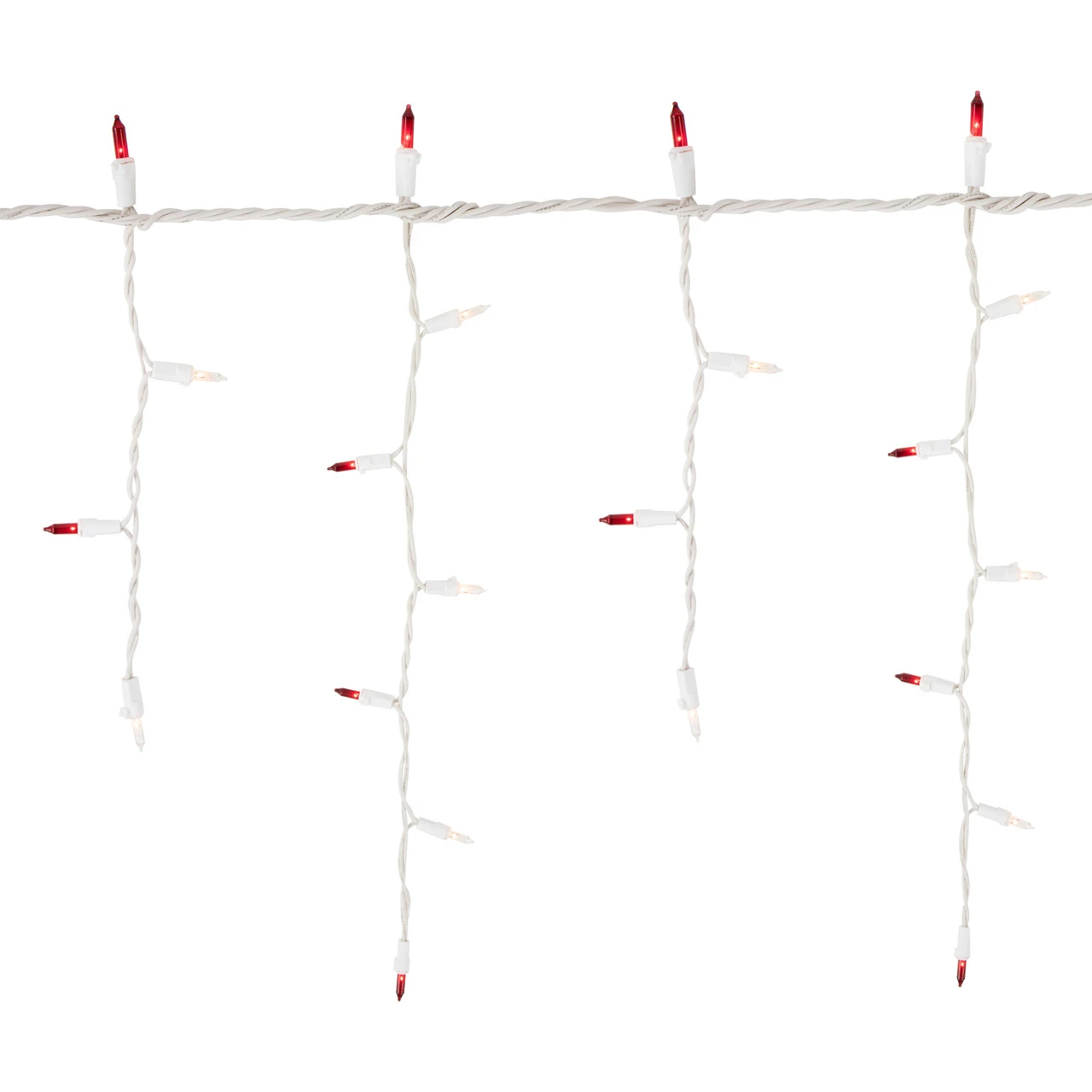 100ct Red And Clear Mini Icicle Christmas Lights- 5.75ft, White Wire 4 100ct Red And Clear Mini Icicle Christmas Lights- 5.75ft, White Wire - Image 2