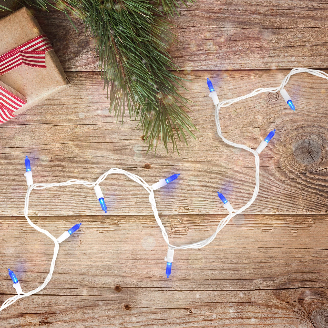 100 Blue LED Mini Christmas Lights - 33 Ft White Wire 3 100 Blue LED Mini Christmas Lights - 33 Ft White Wire