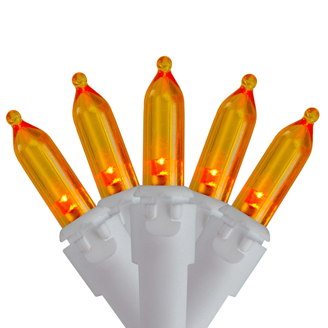 Set Of 50 Orange LED Mini Christmas Lights 4" Spacing - White Wire 4 Set Of 50 Orange LED Mini Christmas Lights 4" Spacing - White Wire - Image 2