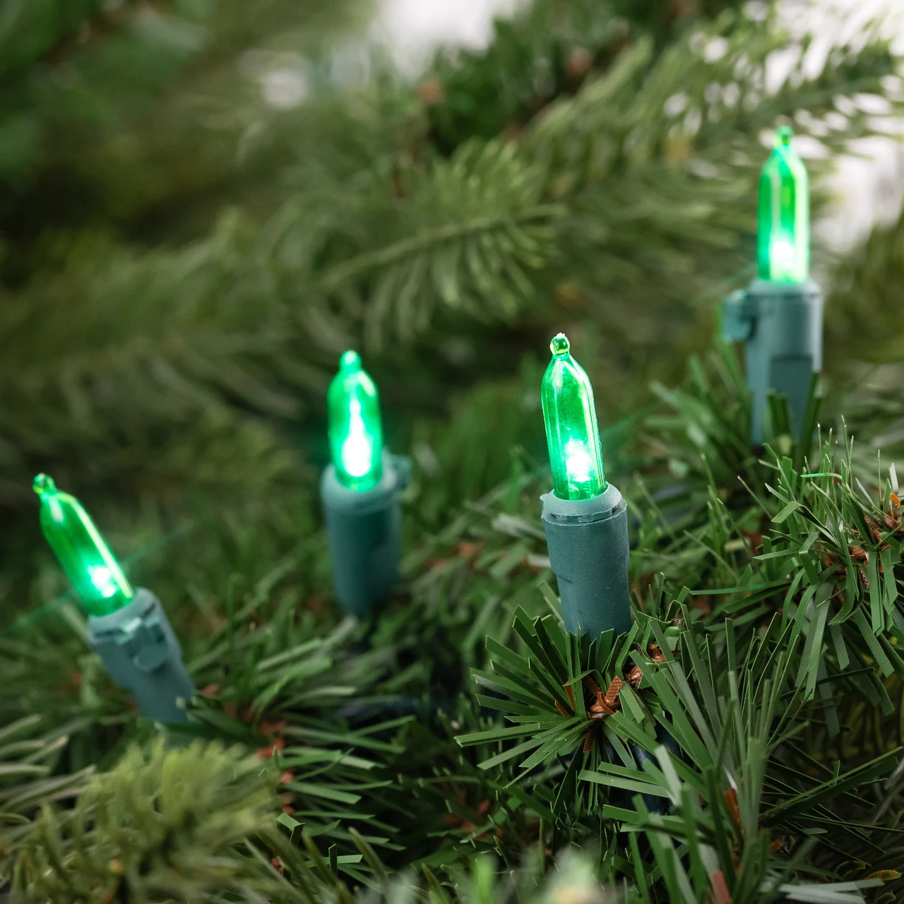 50ct Green LED Mini Christmas Lights, 16.25ft Green Wire 5 50ct Green LED Mini Christmas Lights, 16.25ft Green Wire - Image 3