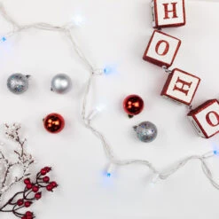 50-Count Blue And White LED Wide Angle Christmas Lights - 16.25 Ft White Wire