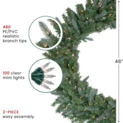 Pre-Lit Granville Fraser Fir Artificial Christmas Wreath, 48-Inch, Clear Lights -Christmas Decoration Store northlight nl02575 1 37571.1667553564