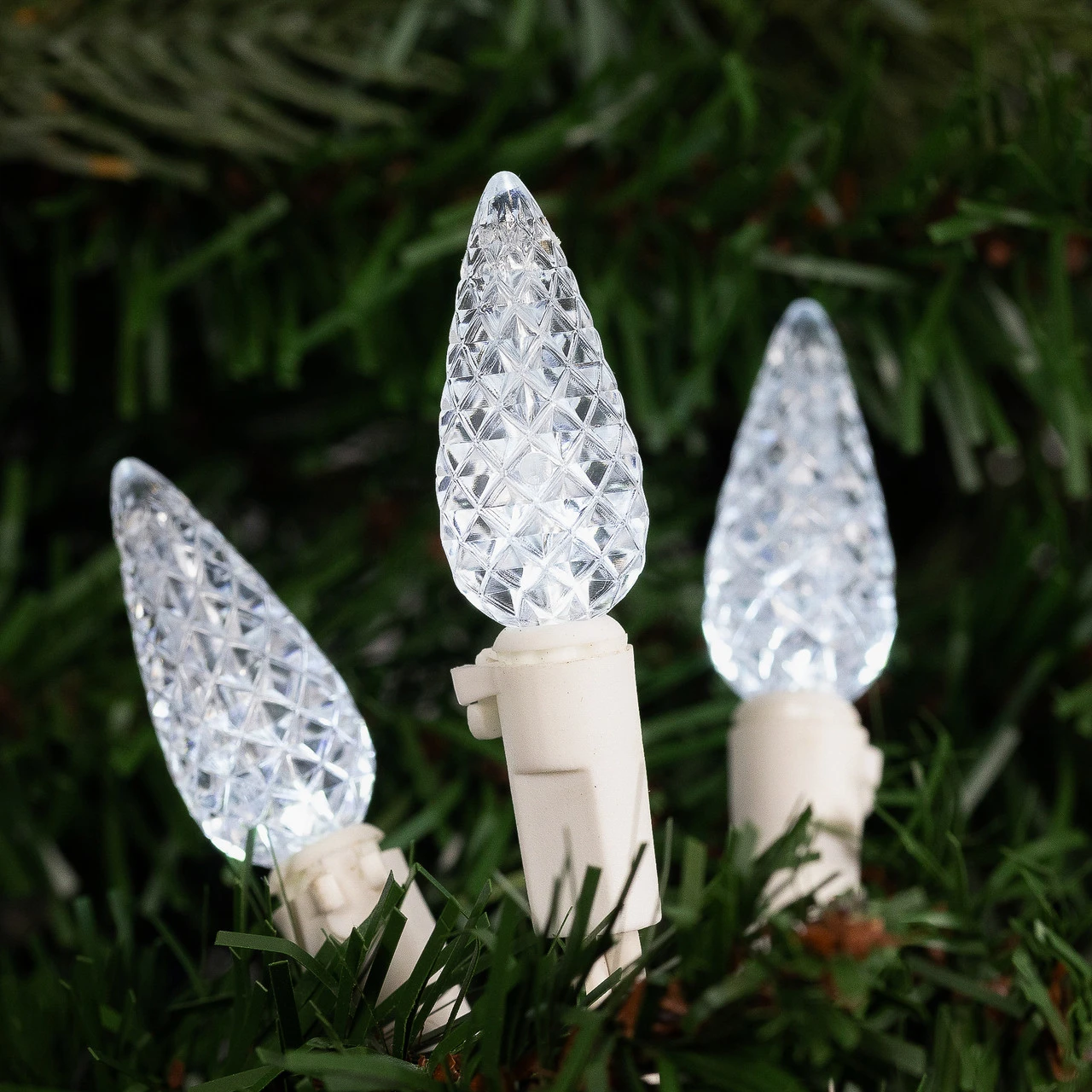 70 Pure White LED C6 Christmas String Lights - 23 Ft White Wire 5 70 Pure White LED C6 Christmas String Lights - 23 Ft White Wire - Image 3