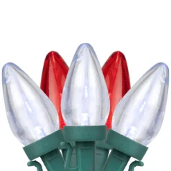 25ct Red And Pure White LED C7 Christmas Lights - 16ft Green Wire