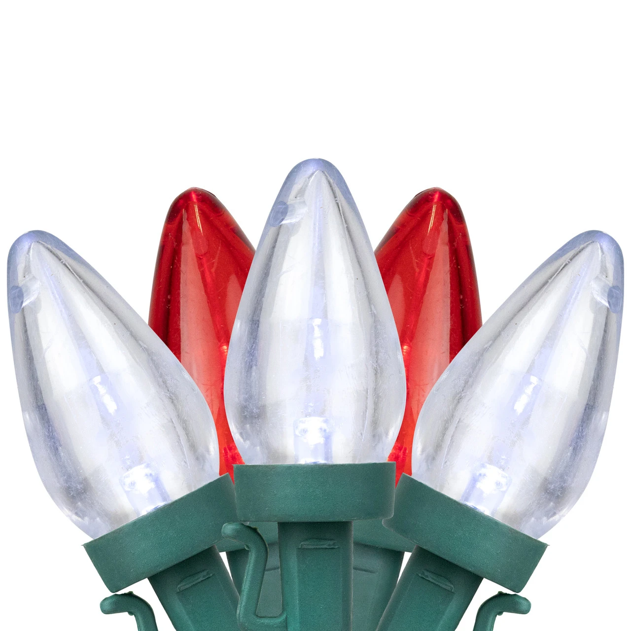 25ct Red And Pure White LED C7 Christmas Lights - 16ft Green Wire 3 25ct Red And Pure White LED C7 Christmas Lights - 16ft Green Wire