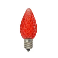 Pack Of 25 Faceted LED C7 Red Christmas Replacement Bulbs