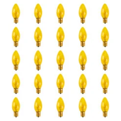 Pack Of 25 Incandescent Transparent Yellow C9 Christmas Replacement Bulbs