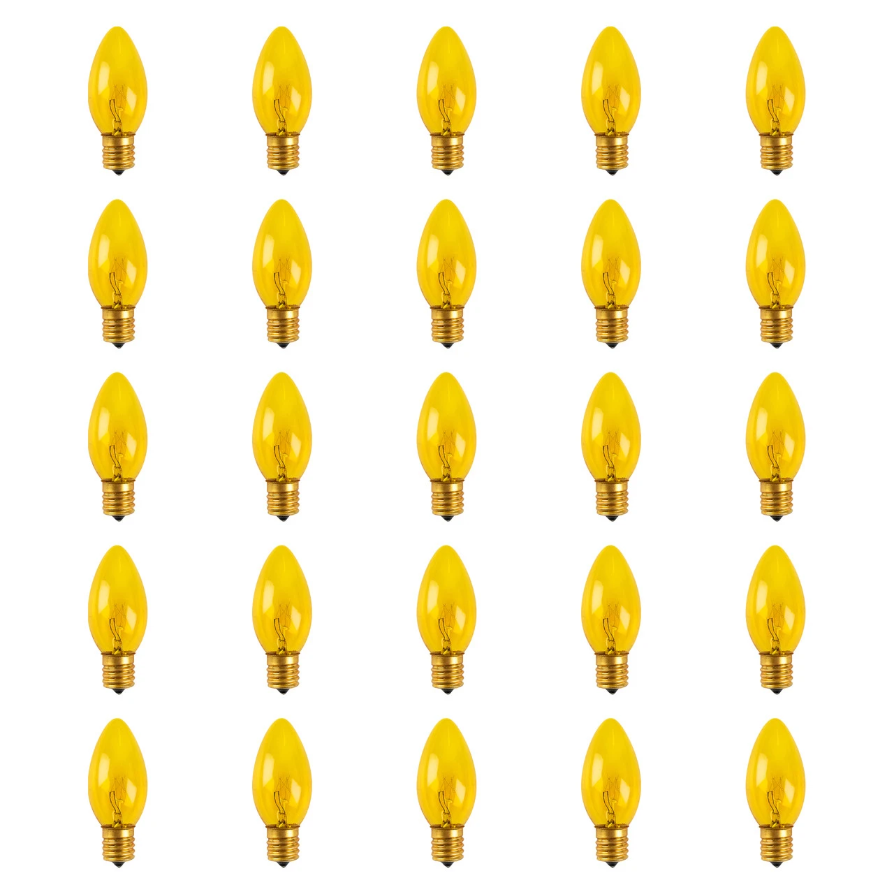 Pack Of 25 Incandescent Transparent Yellow C9 Christmas Replacement Bulbs 3 Pack Of 25 Incandescent Transparent Yellow C9 Christmas Replacement Bulbs