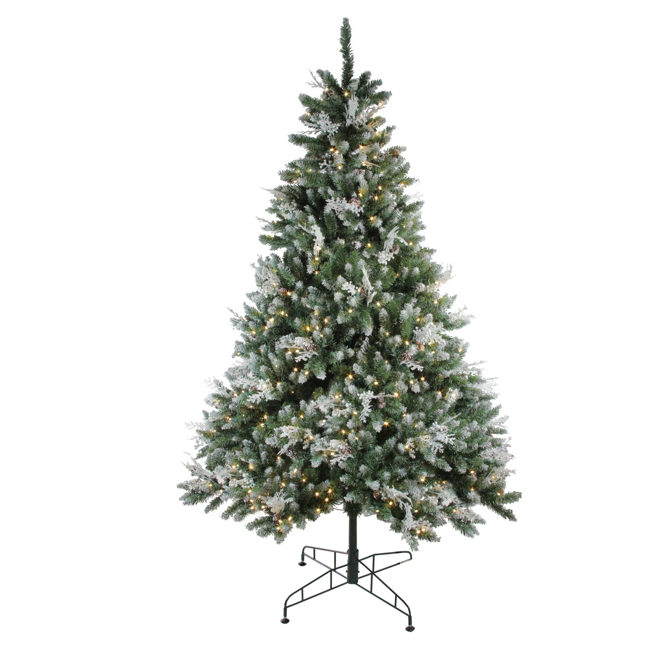6.5' Pre-Lit Medium Frosted Sierra Fir Artificial Christmas Tree - Warm Clear LED Lights 4 6.5' Pre-Lit Medium Frosted Sierra Fir Artificial Christmas Tree - Warm Clear LED Lights - Image 2