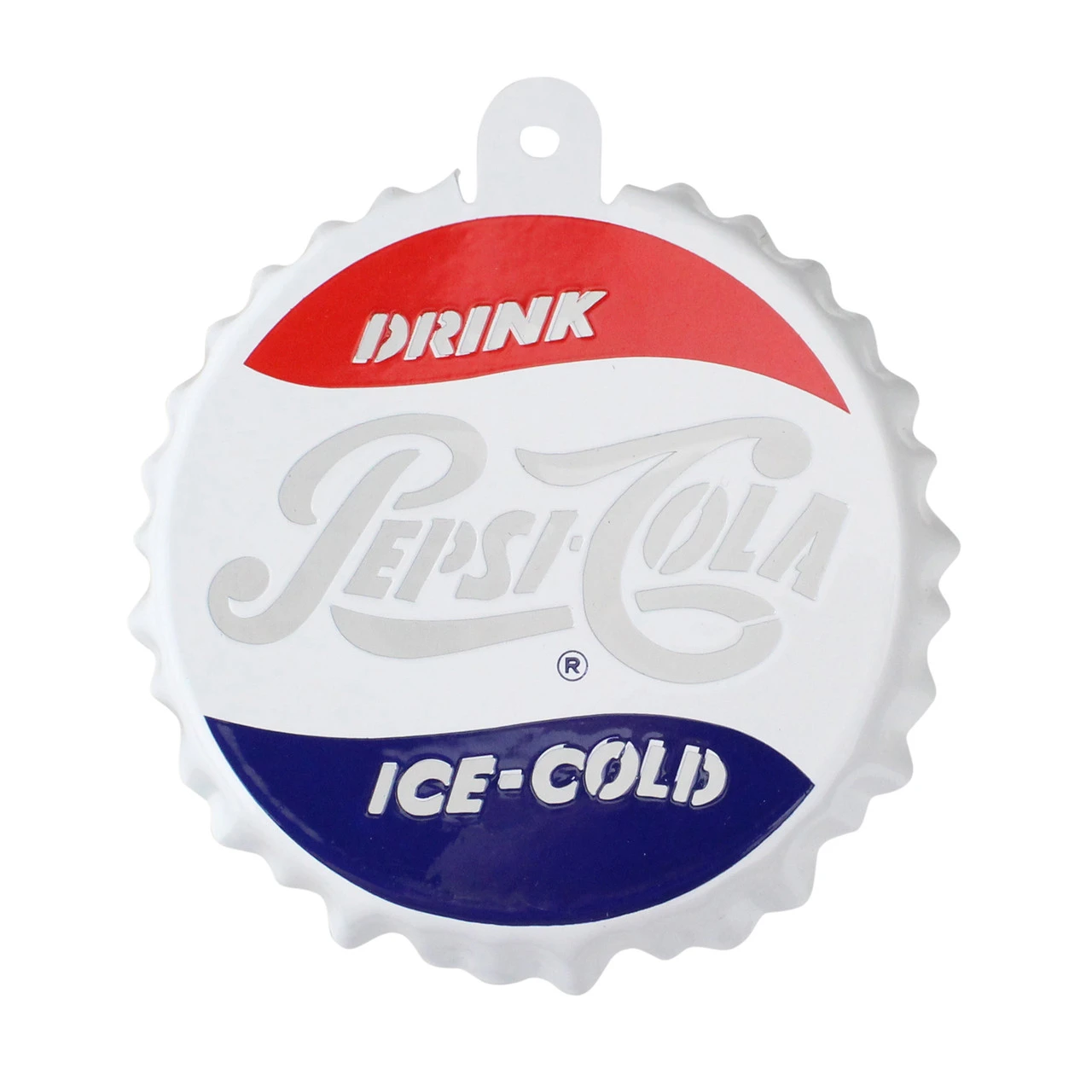 3.25" White And Blue Pepsi-Cola Bottle Cap Logo Cut-Out Christmas Ornament 3 3.25" White And Blue Pepsi-Cola Bottle Cap Logo Cut-Out Christmas Ornament
