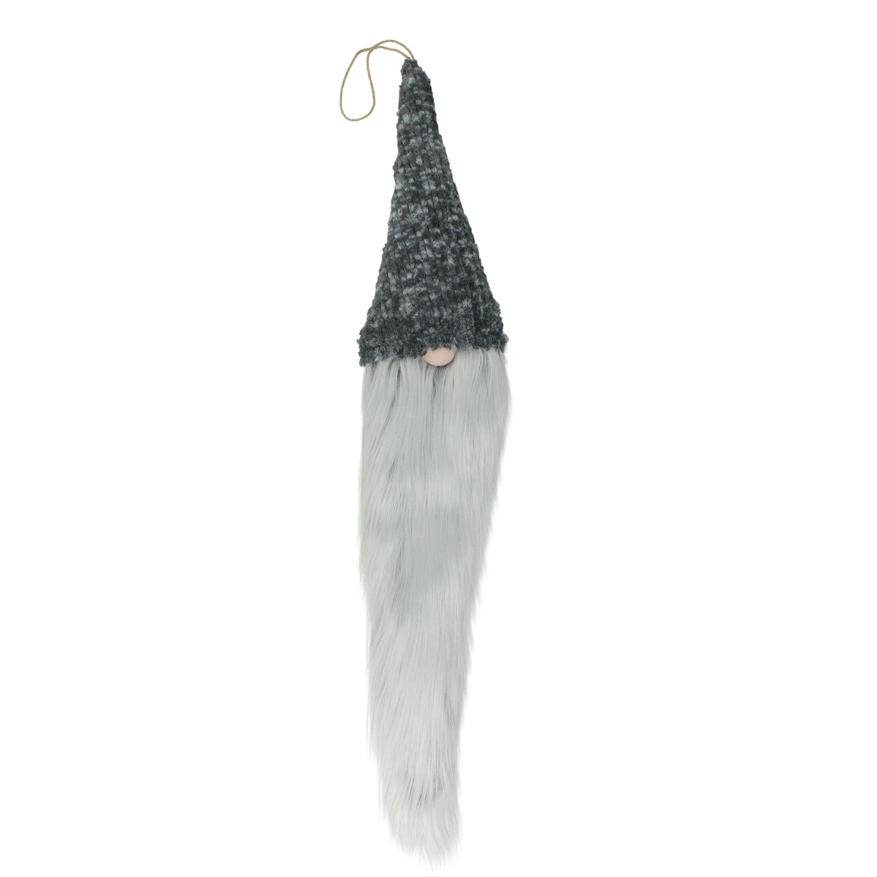 34" Gray And White Hanging Gnome Hat Christmas Decoration 3 34" Gray And White Hanging Gnome Hat Christmas Decoration