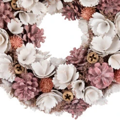 13" White And Pink Wooden Floral Christmas Wreath With Pinecones 11 13" White And Pink Wooden Floral Christmas Wreath With Pinecones -Christmas Decoration Store northlight sh27004 2 14375.1680051732