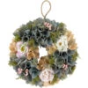 10" Tan And Blue Wooden Floral Spring Wreath 2 10" Tan And Blue Wooden Floral Spring Wreath -Christmas Decoration Store northlight sh91470 1 30589.1680051729