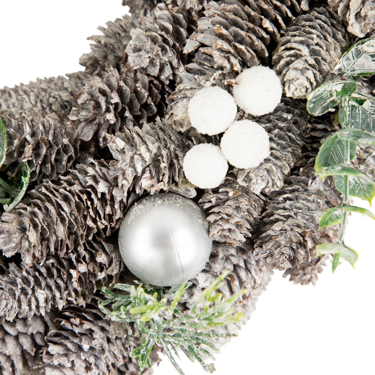 White Berry And Pinecone Foliage Christmas Ornament Wreath, 12.5-Inch, Unlit 5 White Berry And Pinecone Foliage Christmas Ornament Wreath, 12.5-Inch, Unlit - Image 3