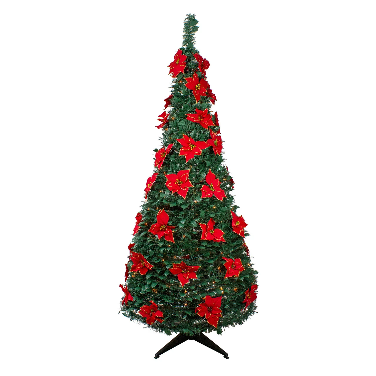 6' Pre-Lit Slim Pre-Decorated Poinsettia Pop-Up Artificial Christmas Tree 3 6' Pre-Lit Slim Pre-Decorated Poinsettia Pop-Up Artificial Christmas Tree