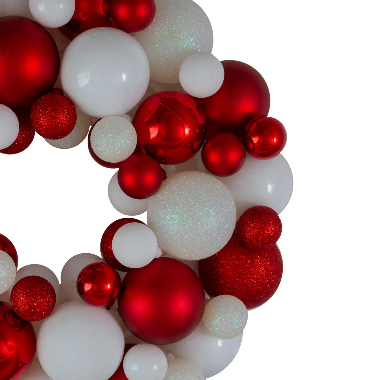 Red And White 3-Finish Shatterproof Ball Christmas Wreath, 13-Inch 5 Red And White 3-Finish Shatterproof Ball Christmas Wreath, 13-Inch - Image 3