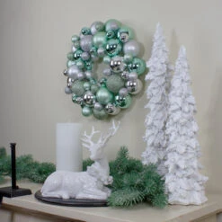 Silver And Seafoam Green 3-Finish Shatterproof Ball Christmas Wreath, 13-Inch 6 Silver And Seafoam Green 3-Finish Shatterproof Ball Christmas Wreath, 13-Inch -Christmas Decoration Store northlight sm91055 3 55254.1667578480