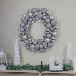 Silver Splendor 3-Finish Shatterproof Ball Christmas Wreath24" - Unlit 6 Silver Splendor 3-Finish Shatterproof Ball Christmas Wreath24" - Unlit -Christmas Decoration Store northlight sm91057 5 55025.1667490827