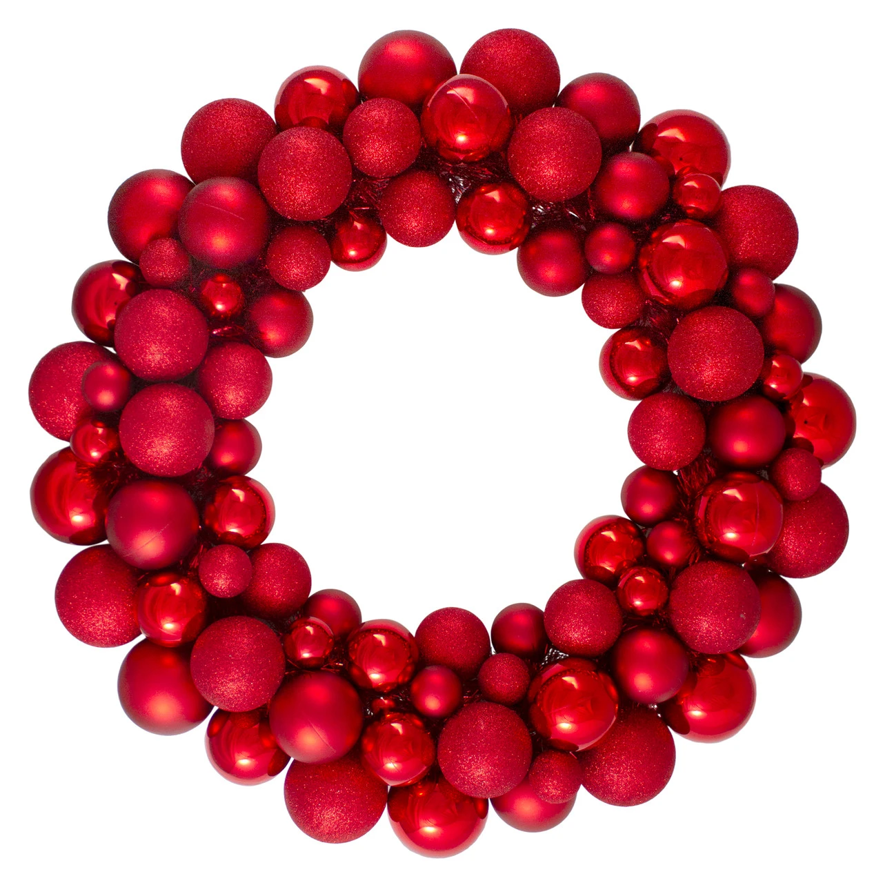 Red 3-Finish Shatterproof Ball Christmas Wreath, 36-Inch, Unlit 3 Red 3-Finish Shatterproof Ball Christmas Wreath, 36-Inch, Unlit