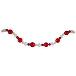 6' Shatterproof Ball 3-Finish Red And White Christmas Garland