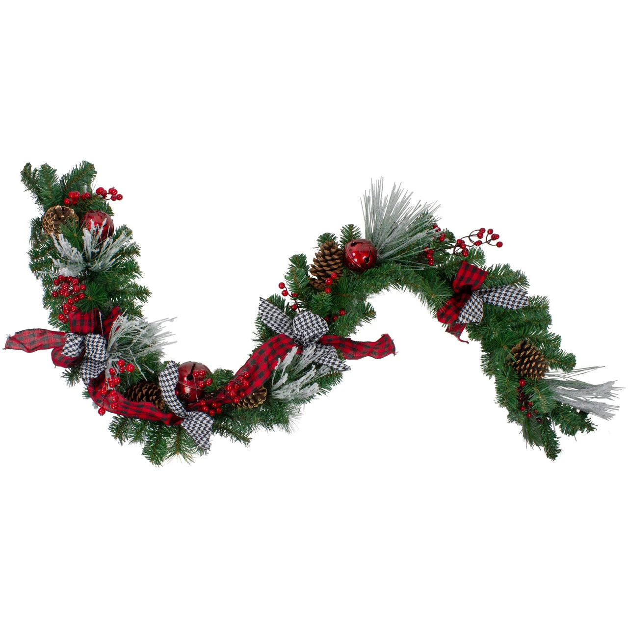 6' X 12" Plaid And Houndstooth And Berries Artificial Christmas Garland - Unlit 3 6' X 12" Plaid And Houndstooth And Berries Artificial Christmas Garland - Unlit