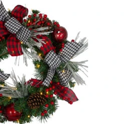 Pre-Lit Decorated Plaid And Houndstooth Artificial Christmas Wreath - 24-Inch, Warm White Lights 9 Pre-Lit Decorated Plaid And Houndstooth Artificial Christmas Wreath - 24-Inch, Warm White Lights -Christmas Decoration Store northlight sm91194 1 35582.1667490311