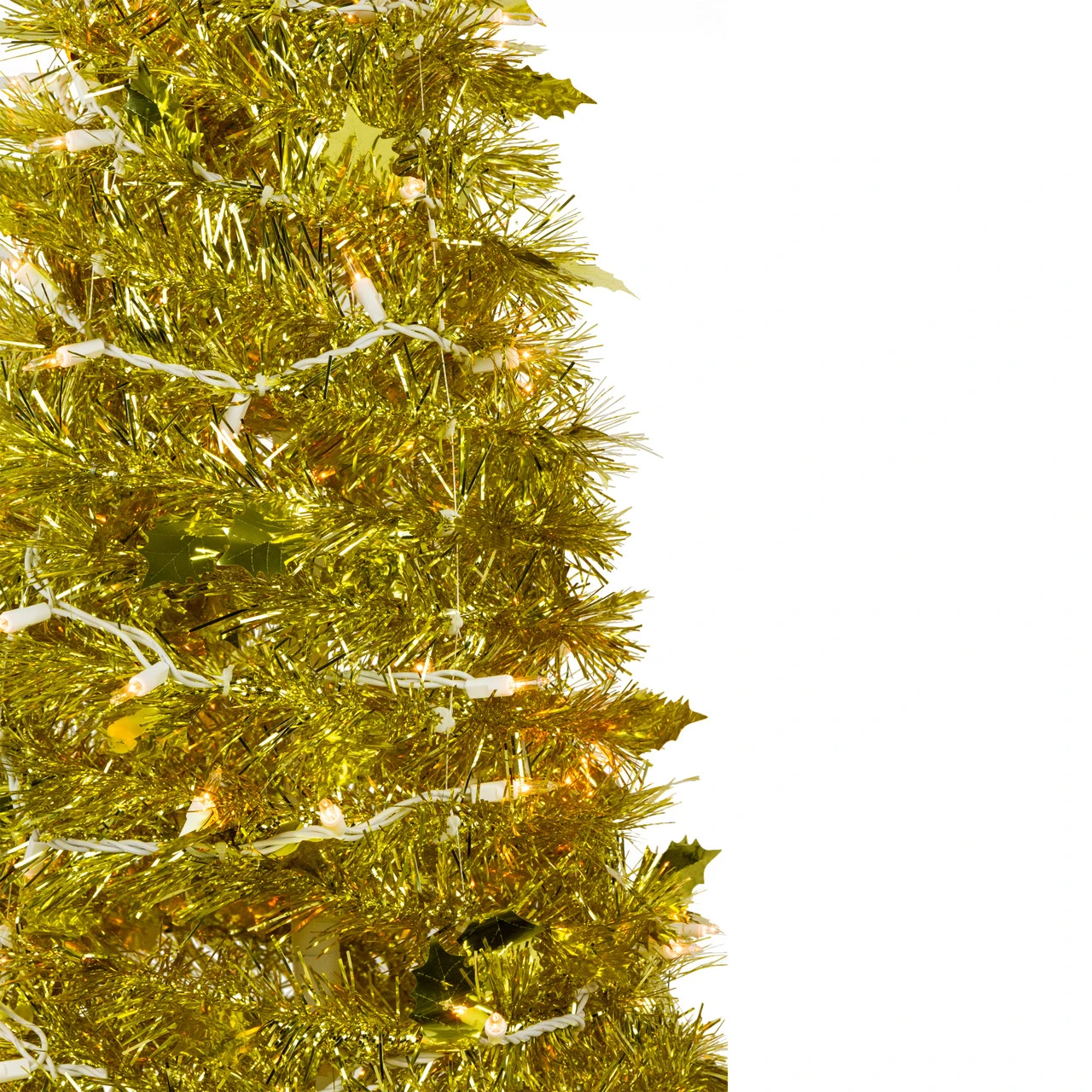 4' Pre-Lit Gold Tinsel Pop-Up Artificial Christmas Tree, Clear Lights 4 4' Pre-Lit Gold Tinsel Pop-Up Artificial Christmas Tree, Clear Lights - Image 2