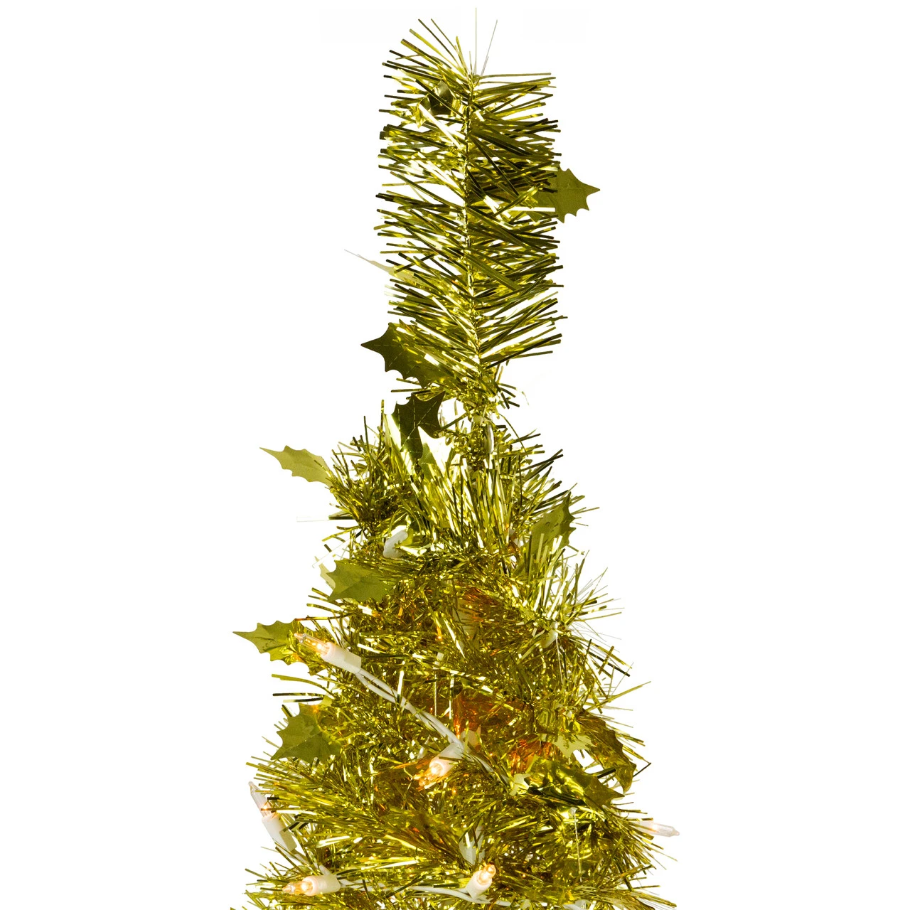 4' Pre-Lit Gold Tinsel Pop-Up Artificial Christmas Tree, Clear Lights 5 4' Pre-Lit Gold Tinsel Pop-Up Artificial Christmas Tree, Clear Lights - Image 3