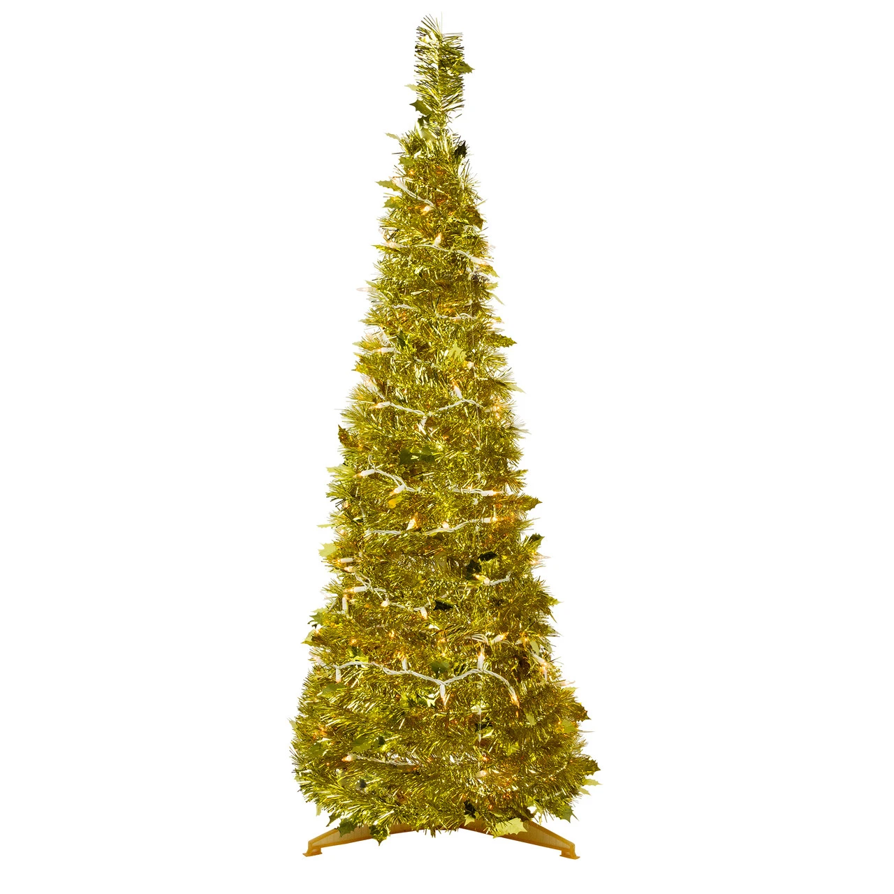 4' Pre-Lit Gold Tinsel Pop-Up Artificial Christmas Tree, Clear Lights 3 4' Pre-Lit Gold Tinsel Pop-Up Artificial Christmas Tree, Clear Lights