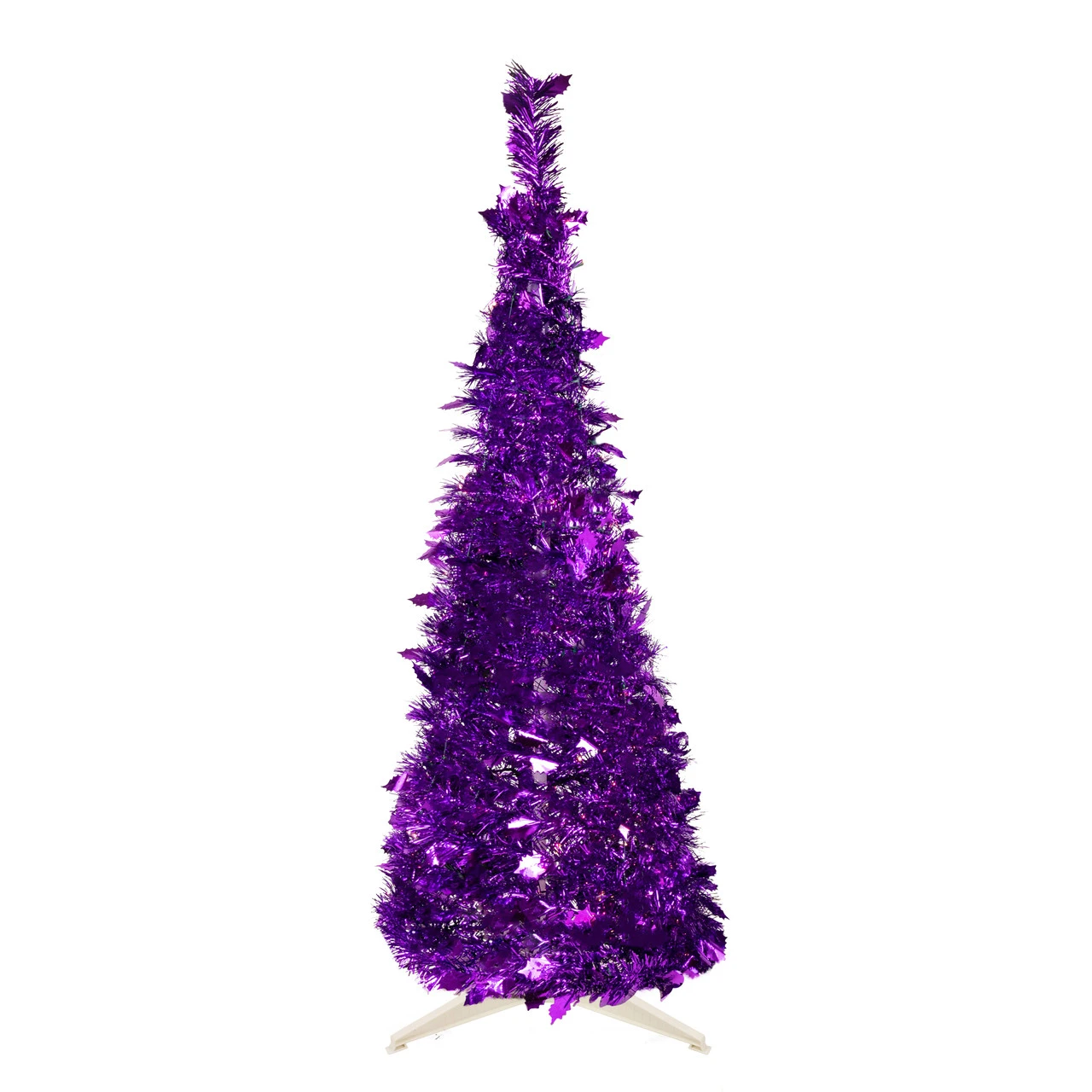 6' Purple Tinsel Pop-Up Artificial Christmas Tree, Unlit 3 6' Purple Tinsel Pop-Up Artificial Christmas Tree, Unlit