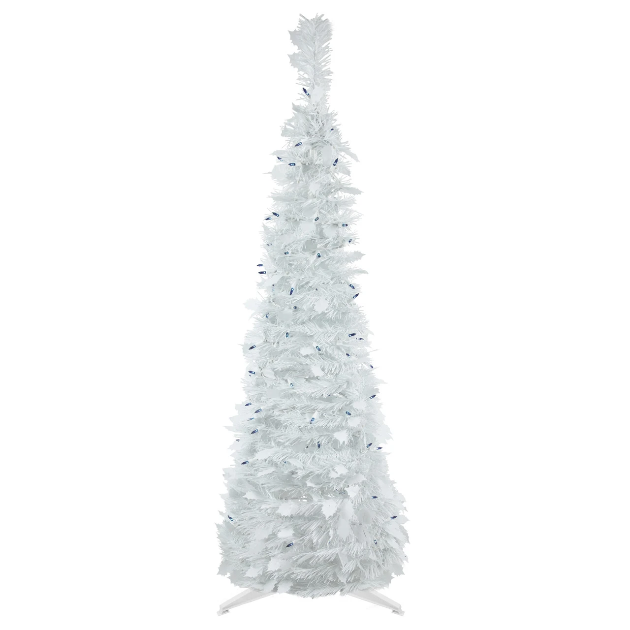 4' Pre-Lit White Tinsel Pop-Up Artificial Christmas Tree, Blue Lights 3 4' Pre-Lit White Tinsel Pop-Up Artificial Christmas Tree, Blue Lights