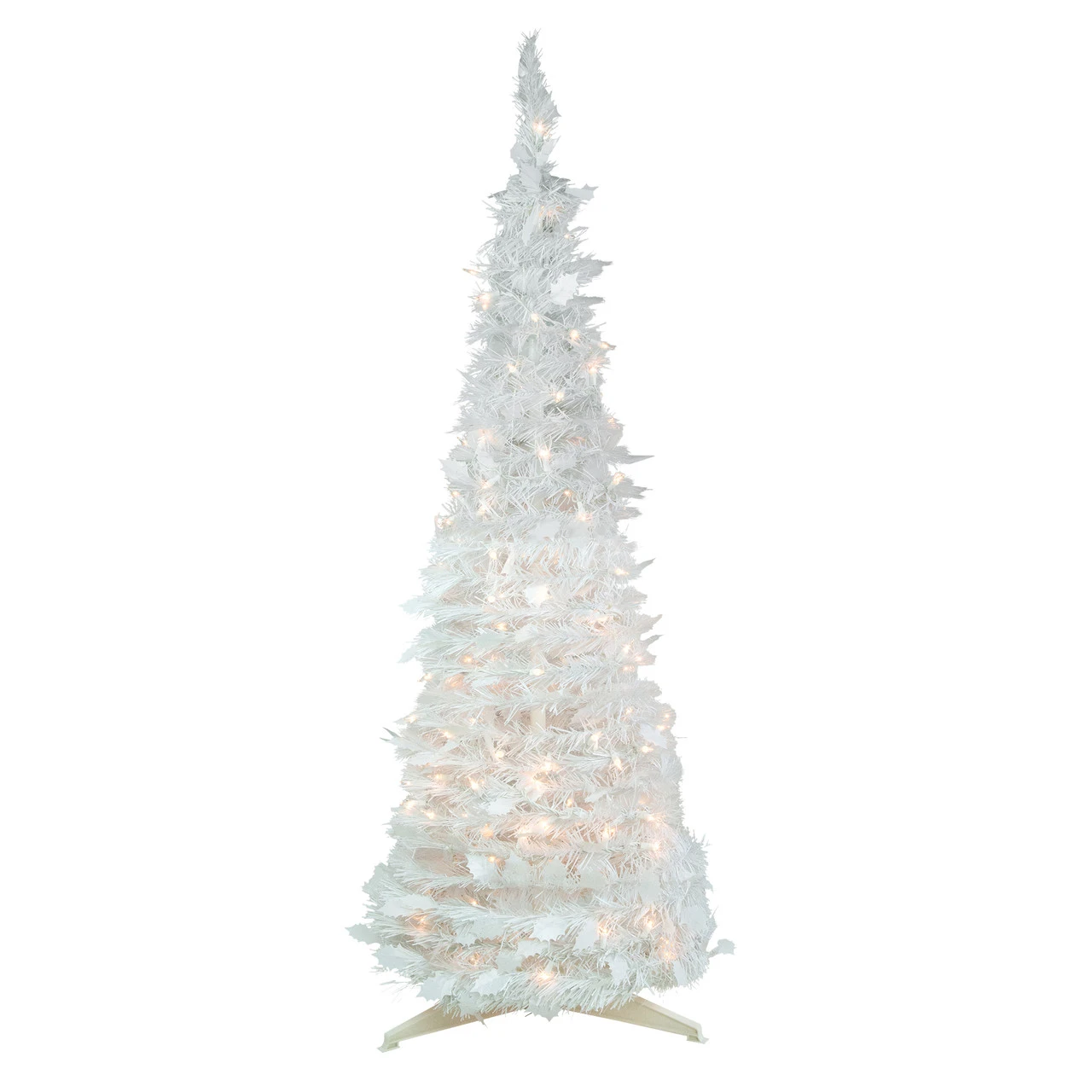 4' Pre-Lit White Tinsel Pop-Up Artificial Christmas Tree, Clear Lights 3 4' Pre-Lit White Tinsel Pop-Up Artificial Christmas Tree, Clear Lights