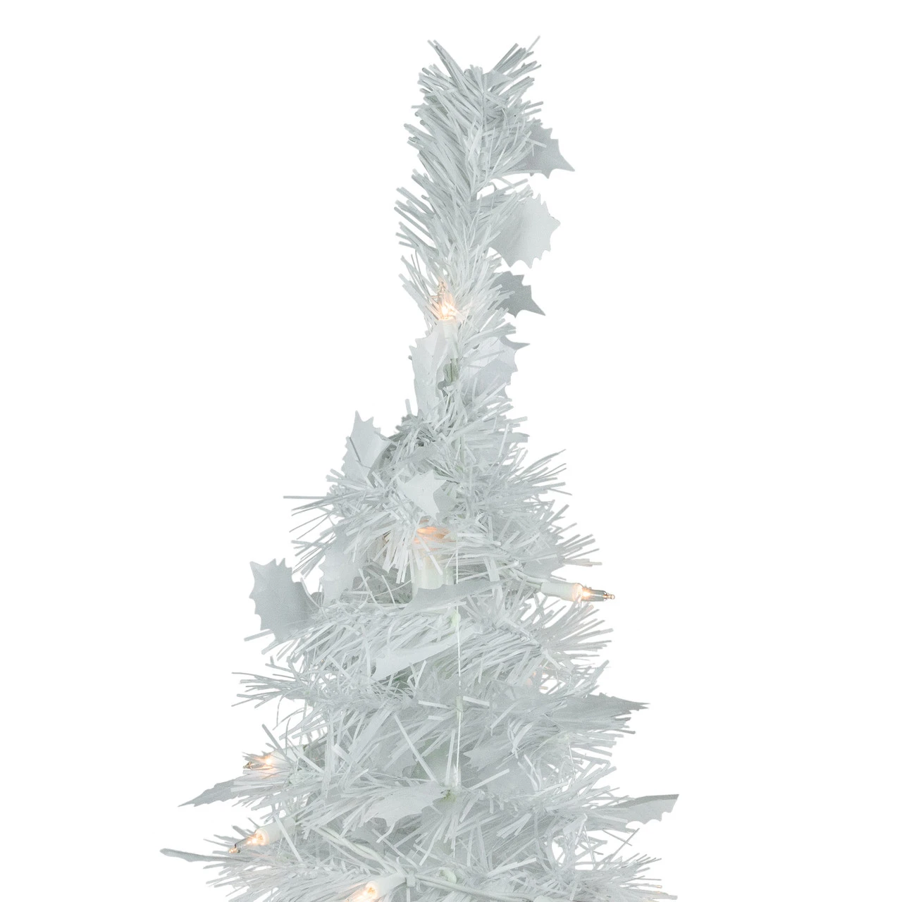 6' Pre-Lit White Tinsel Pop-Up Artificial Christmas Tree, Clear Lights 5 6' Pre-Lit White Tinsel Pop-Up Artificial Christmas Tree, Clear Lights - Image 3