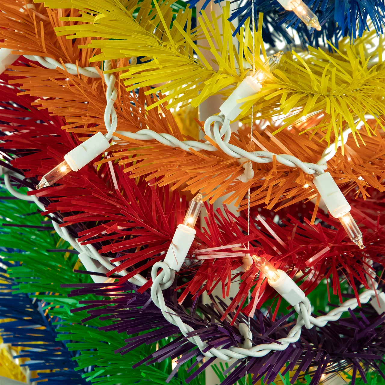 4' Pre-Lit Rainbow Tinsel Pop-Up Artificial Christmas Tree, Clear Lights 6 4' Pre-Lit Rainbow Tinsel Pop-Up Artificial Christmas Tree, Clear Lights - Image 4