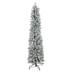 6' Flocked North River Pine Pencil Artificial Christmas Tree, Unlit