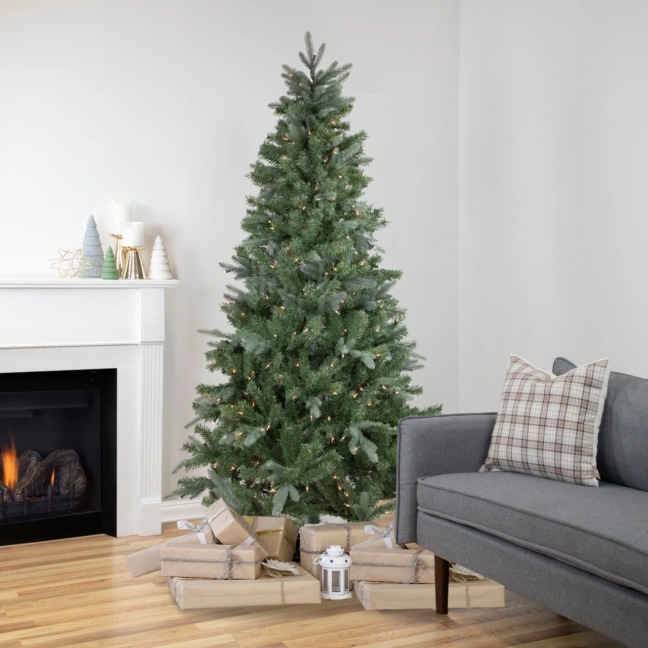 6.5' Pre-Lit Slim Granville Fraser Fir Artificial Christmas Tree, Clear Lights 3 6.5' Pre-Lit Slim Granville Fraser Fir Artificial Christmas Tree, Clear Lights