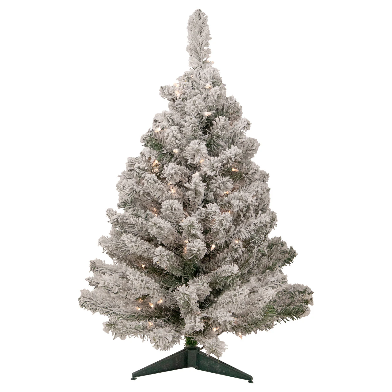 3' Pre-Lit Heavily Flocked Madison Pine Medium Artificial Christmas Tree, Clear Lights 4 3' Pre-Lit Heavily Flocked Madison Pine Medium Artificial Christmas Tree, Clear Lights - Image 2