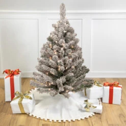 3' Pre-Lit Heavily Flocked Madison Pine Medium Artificial Christmas Tree, Clear Lights