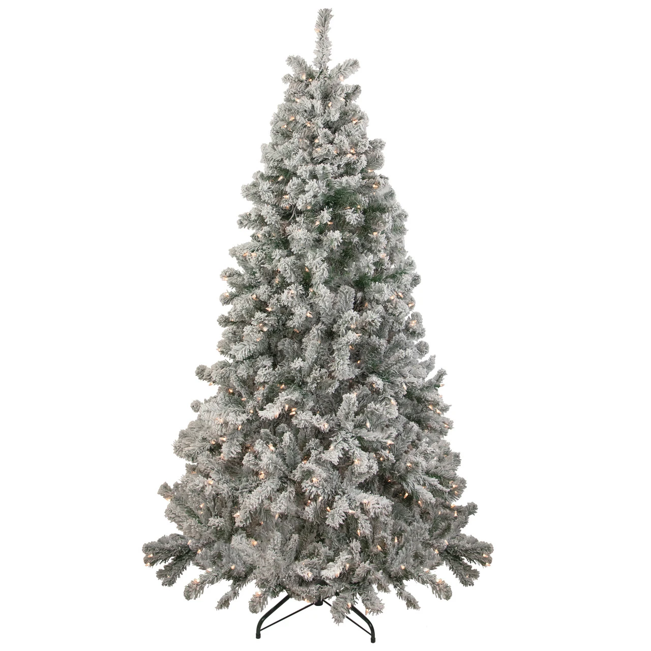6.5' Pre-Lit Flocked Madison Pine Medium Artificial Christmas Tree, Clear Lights 4 6.5' Pre-Lit Flocked Madison Pine Medium Artificial Christmas Tree, Clear Lights - Image 2