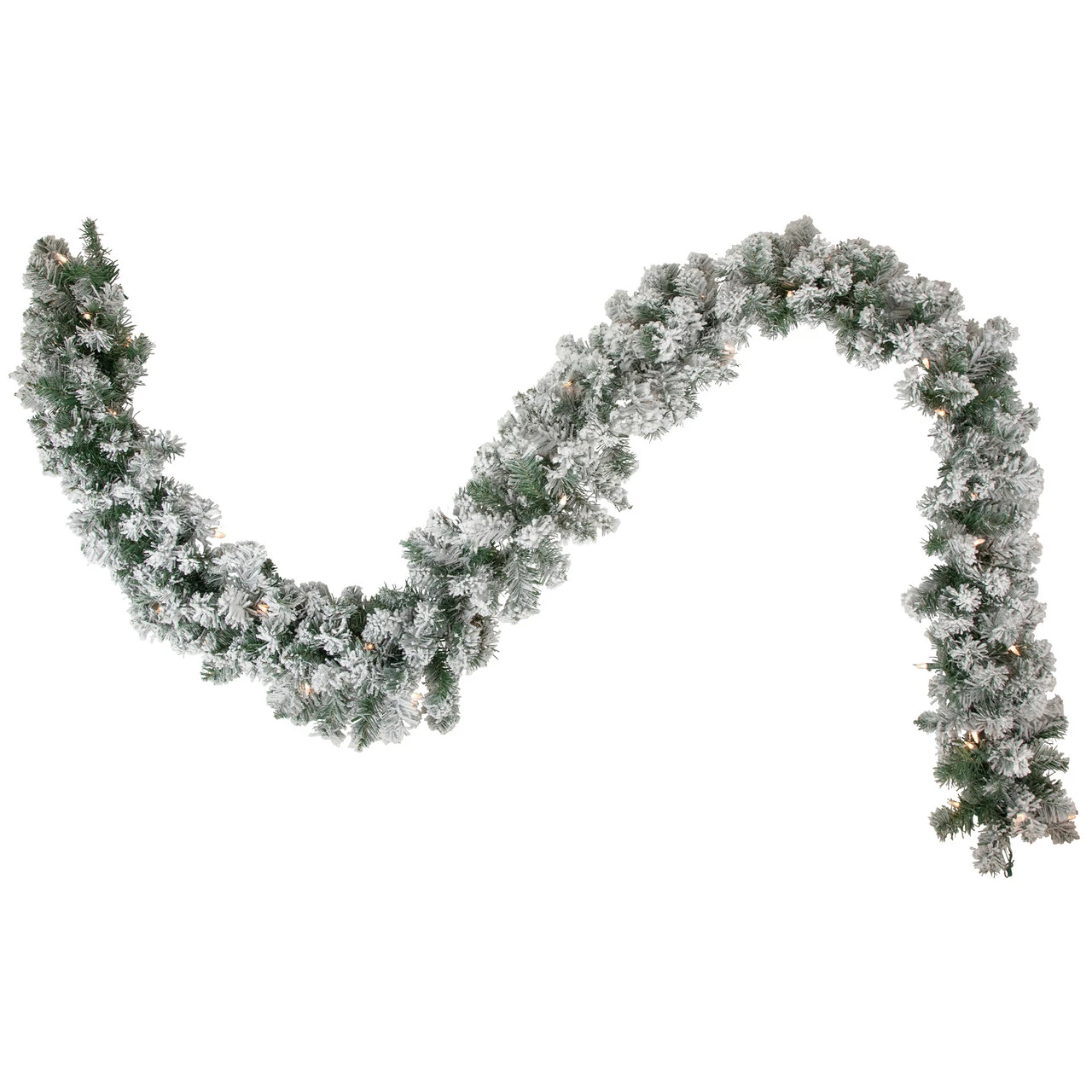 9' X 10" Pre-lit Flocked Madison Pine Artificial Christmas Garland, Clear Lights 3 9' X 10" Pre-lit Flocked Madison Pine Artificial Christmas Garland, Clear Lights