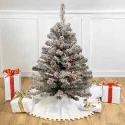 3' Pre-Lit Medium Heavily Flocked Madison Pine Artificial Christmas Tree, Multi Lights