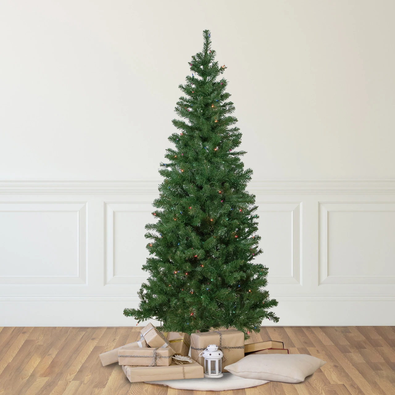 6' Pre-Lit Wilson Pine Slim Artificial Christmas Tree, Multi Lights 4 6' Pre-Lit Wilson Pine Slim Artificial Christmas Tree, Multi Lights - Image 2